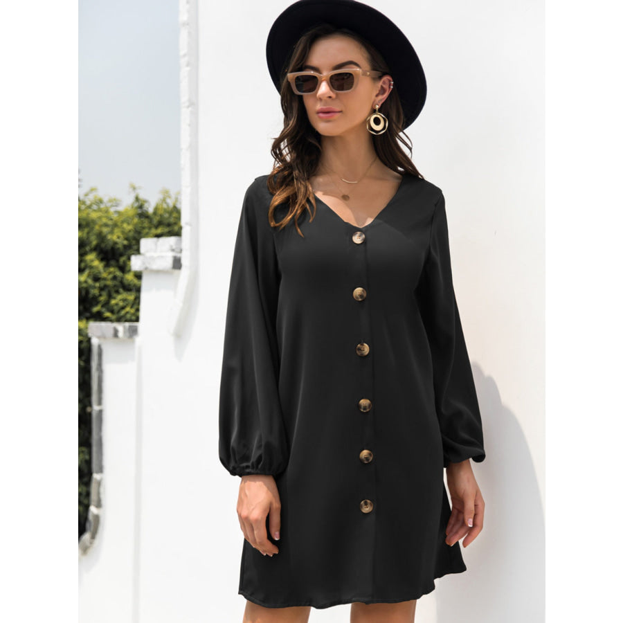 V-Neck Long Sleeve Mini Dress Apparel and Accessories