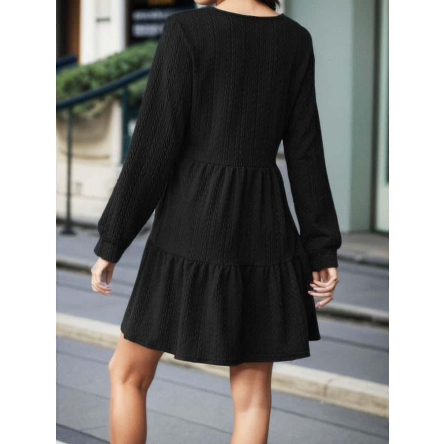 V-Neck Long Sleeve Mini Dress Apparel and Accessories