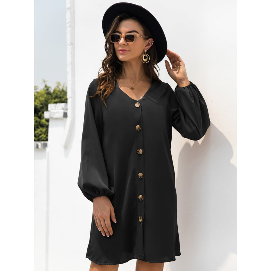 V-Neck Long Sleeve Mini Dress Apparel and Accessories