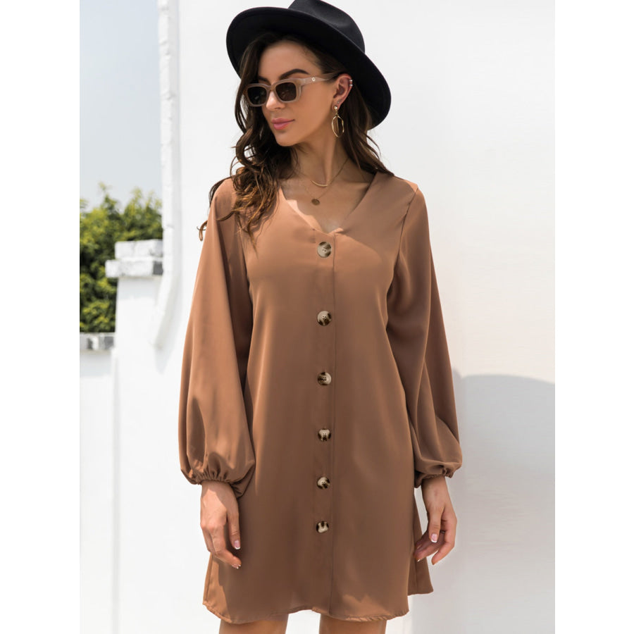 V-Neck Long Sleeve Mini Dress Apparel and Accessories