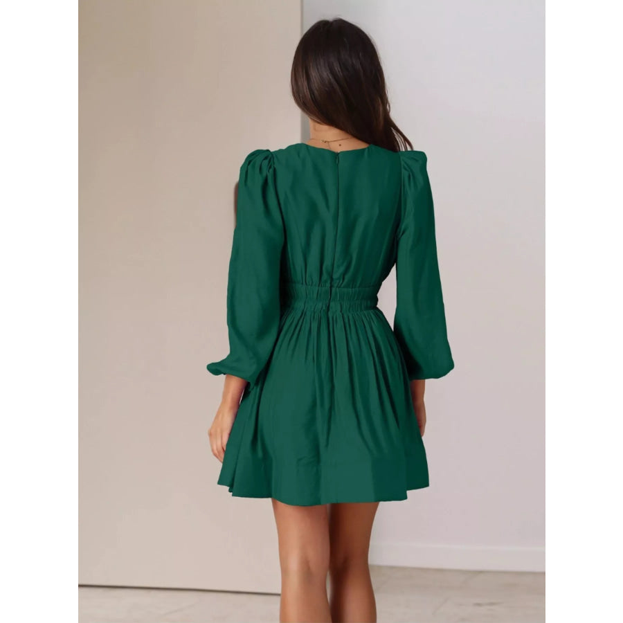 V-Neck Long Sleeve Mini Dress Apparel and Accessories