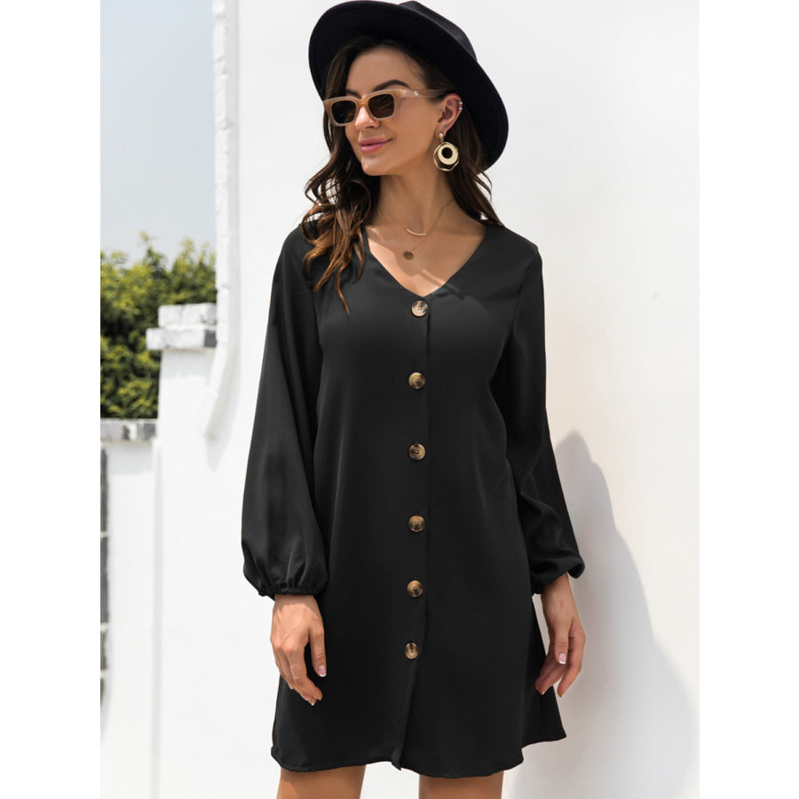 V-Neck Long Sleeve Mini Dress Apparel and Accessories