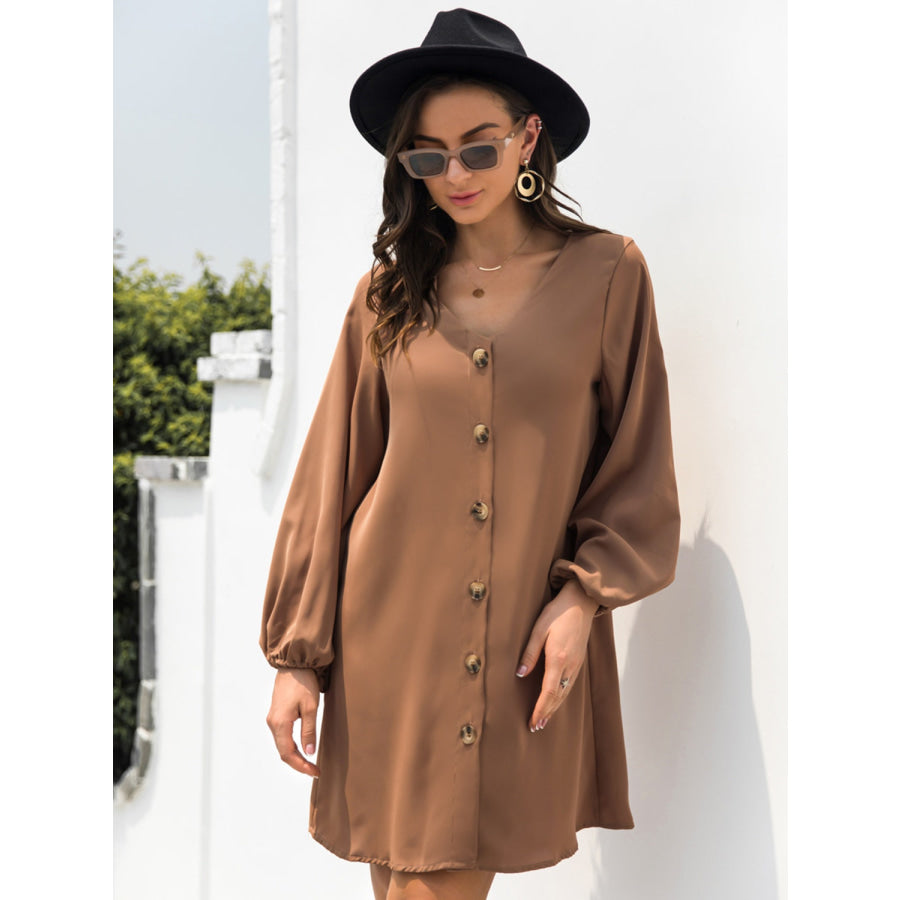 V-Neck Long Sleeve Mini Dress Apparel and Accessories