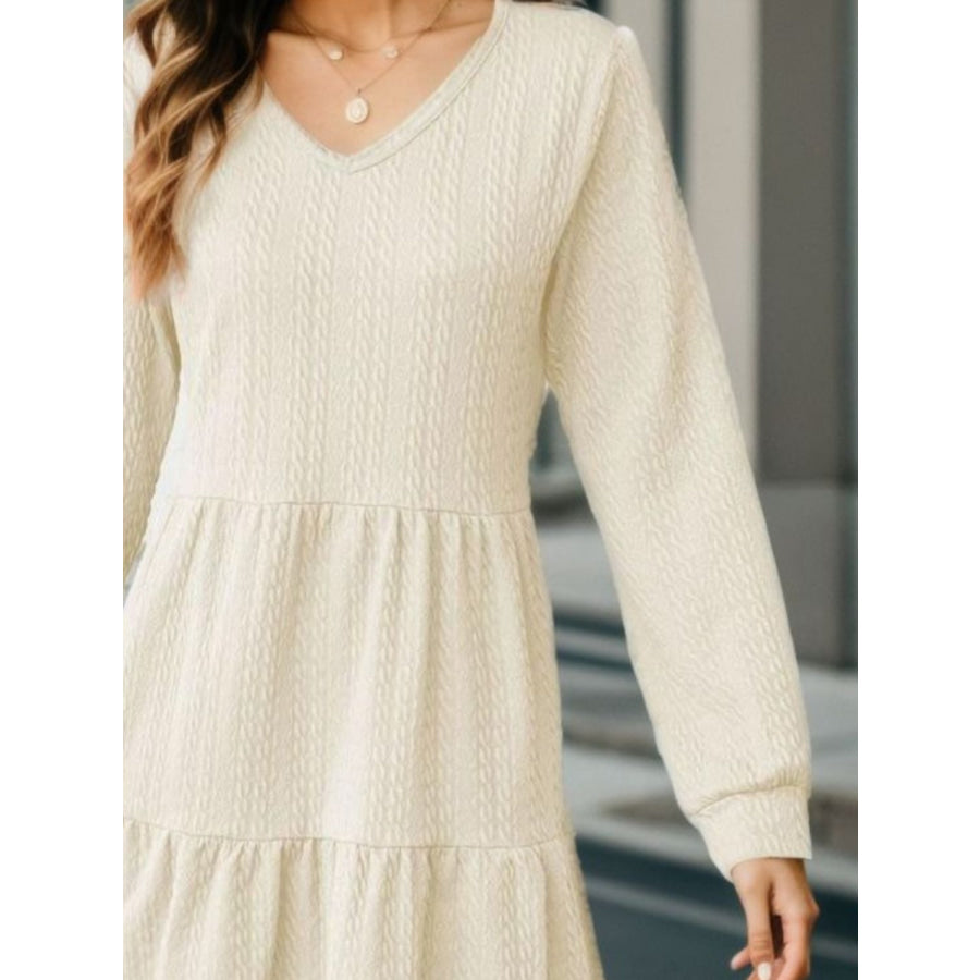 V-Neck Long Sleeve Mini Dress Apparel and Accessories