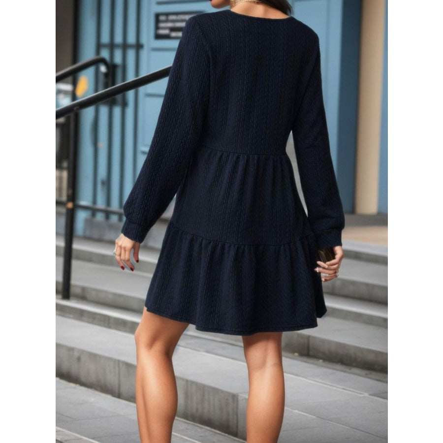 V-Neck Long Sleeve Mini Dress Apparel and Accessories