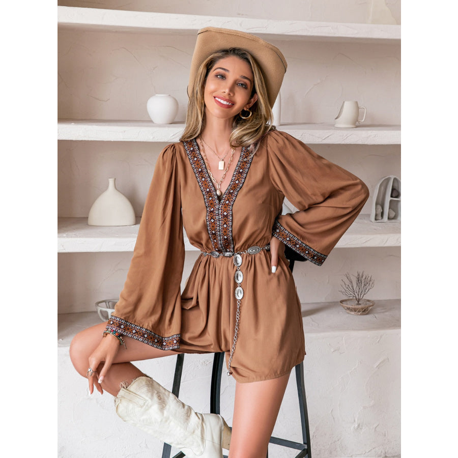 V-Neck Long Sleeve Romper Apparel and Accessories