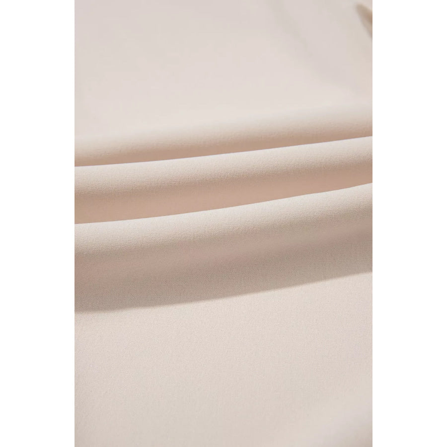 V Neck Long Sleeve Smocked Waist Elegant Blouse Apparel and Accessories