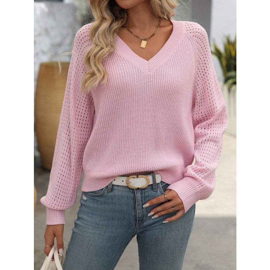 V-Neck Long Sleeve Sweater Apparel and Accessories