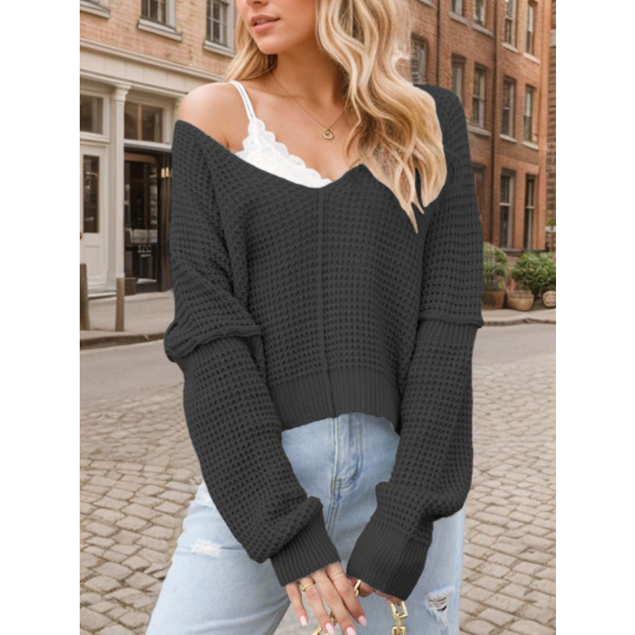 V-Neck Long Sleeve Sweater Apparel and Accessories