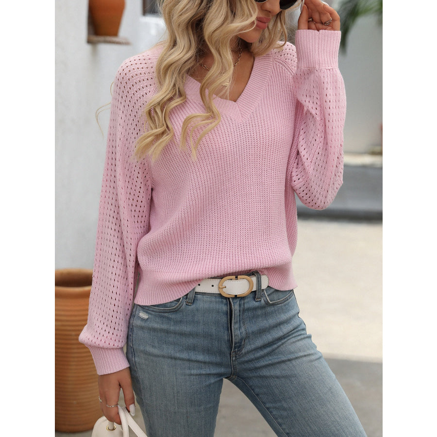 V-Neck Long Sleeve Sweater Apparel and Accessories