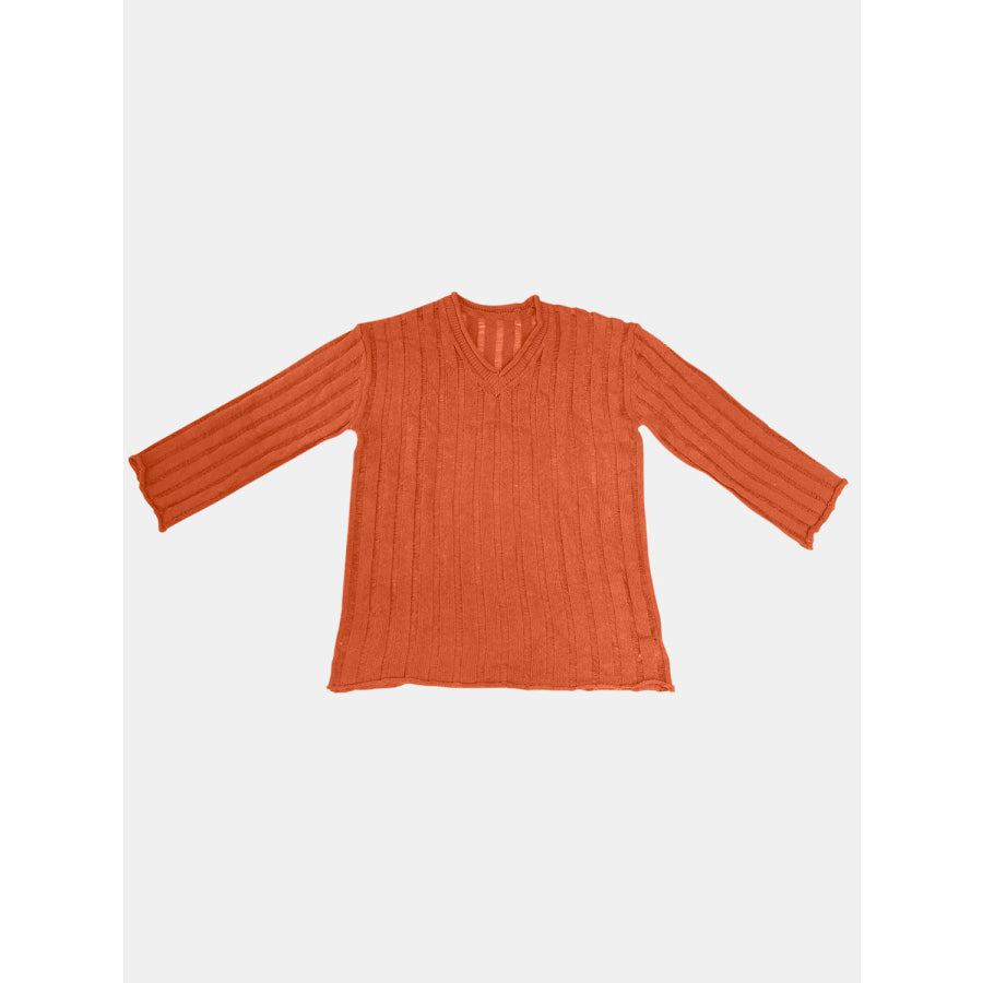 V-Neck Long Sleeve Sweater Apparel and Accessories