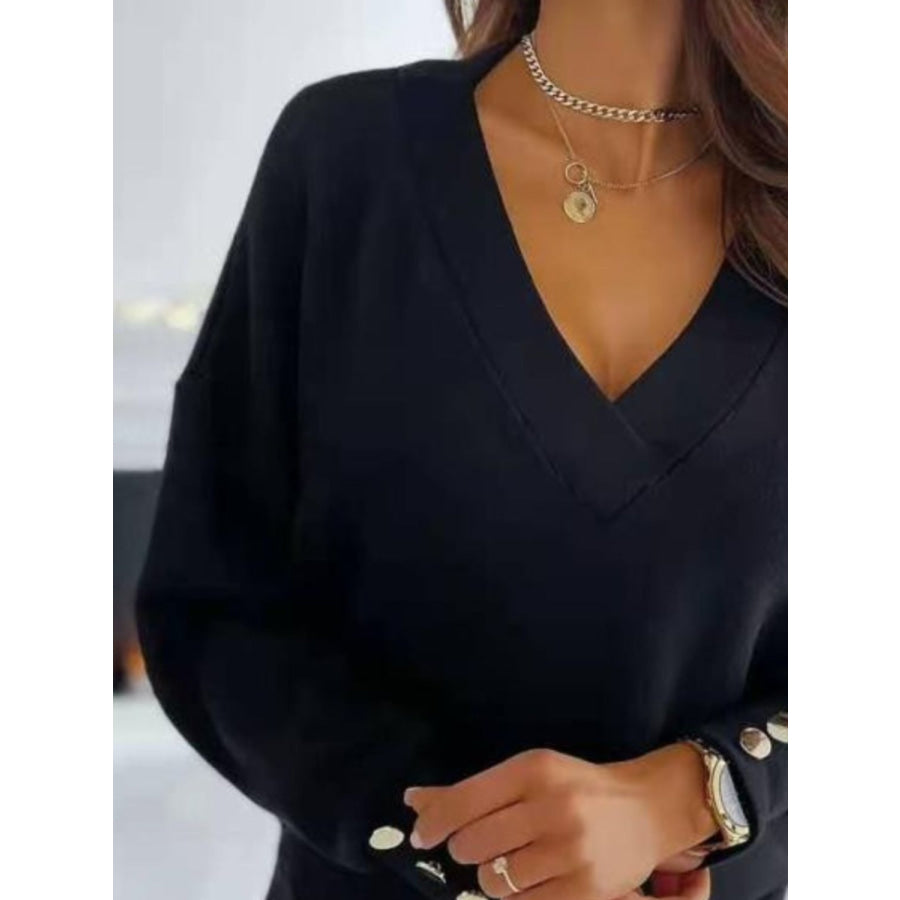 V-Neck Long Sleeve Sweatshirt Apparel and Accessories