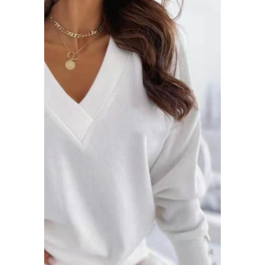 V-Neck Long Sleeve Sweatshirt Apparel and Accessories