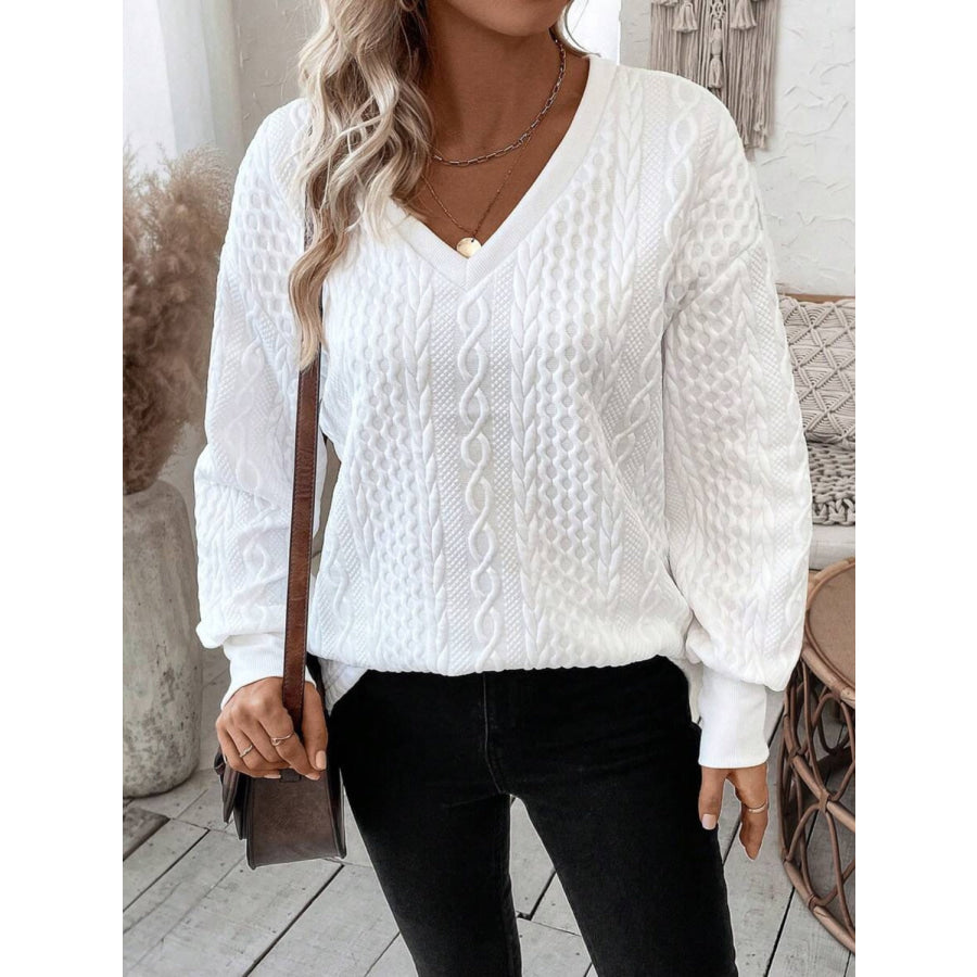 V-Neck Long Sleeve Sweatshirt Apparel and Accessories