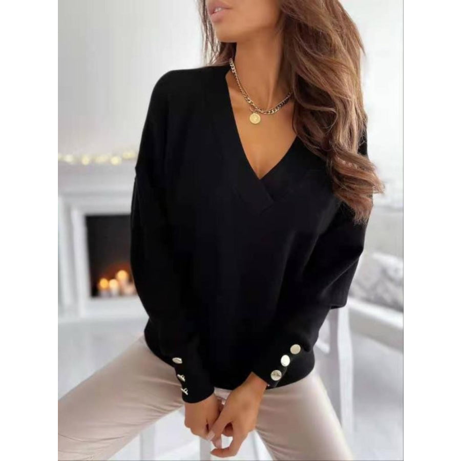 V-Neck Long Sleeve Sweatshirt Apparel and Accessories