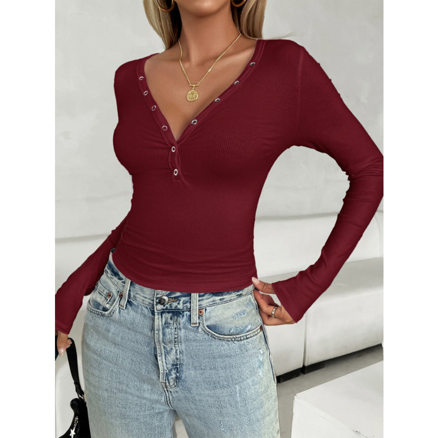 V-Neck Long Sleeve T-Shirt Apparel and Accessories