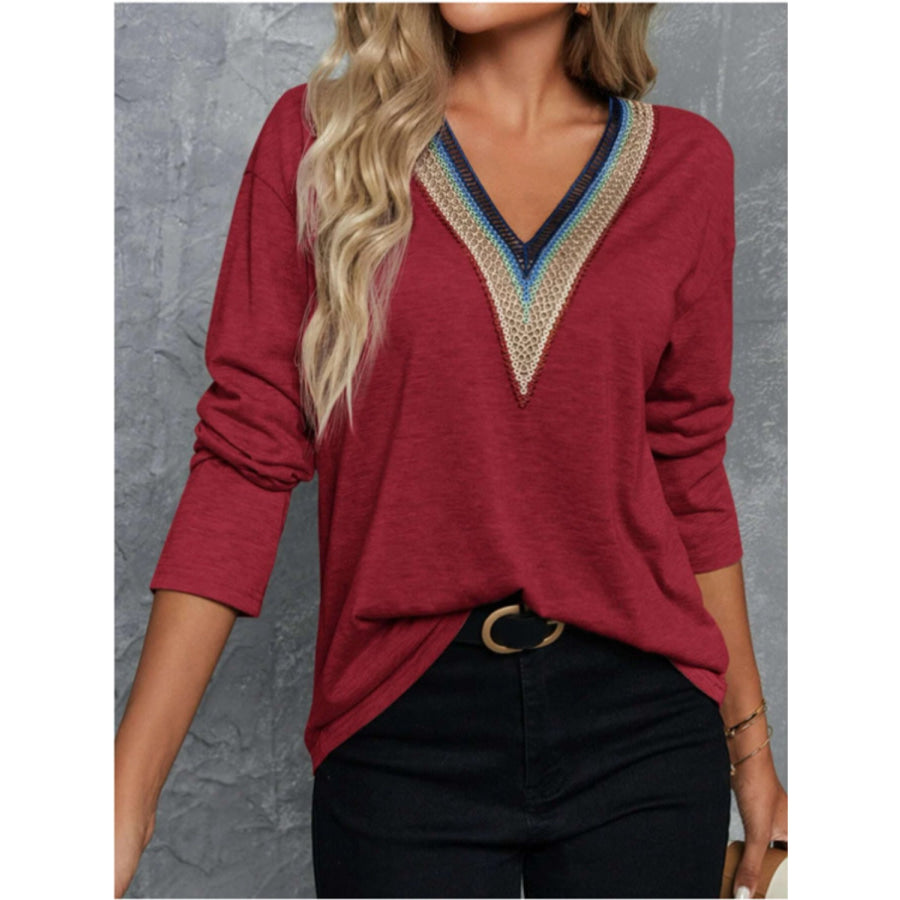 V-Neck Long Sleeve T-Shirt Apparel and Accessories