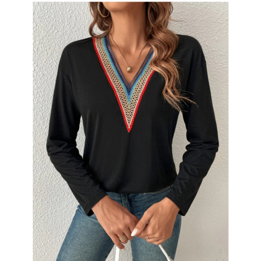 V-Neck Long Sleeve T-Shirt Apparel and Accessories