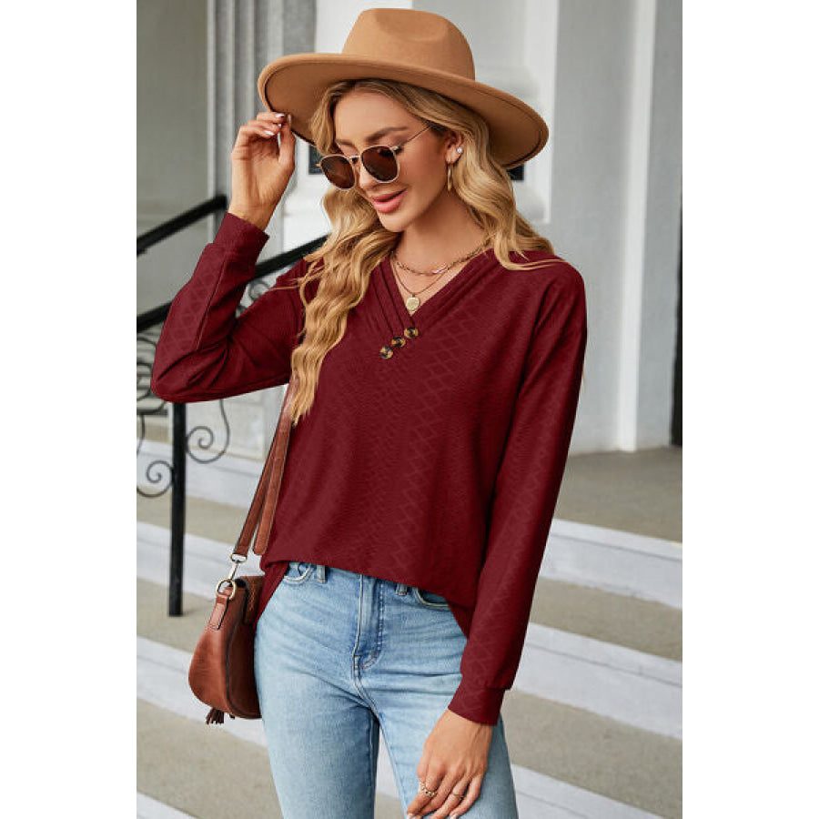 V - Neck Long Sleeve T - Shirt Apparel and Accessories