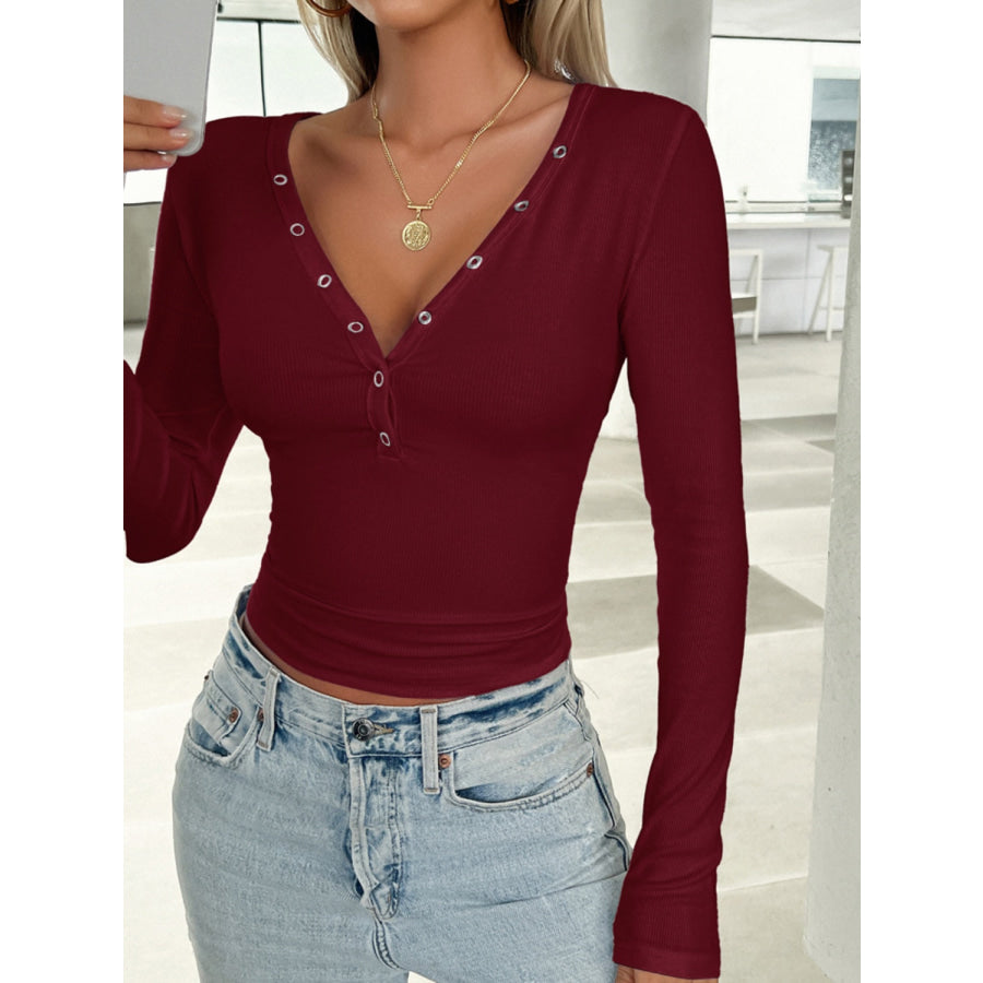 V-Neck Long Sleeve T-Shirt Apparel and Accessories