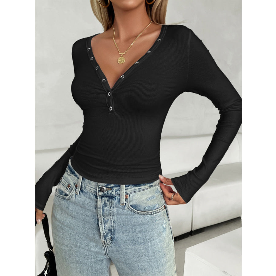 V-Neck Long Sleeve T-Shirt Apparel and Accessories