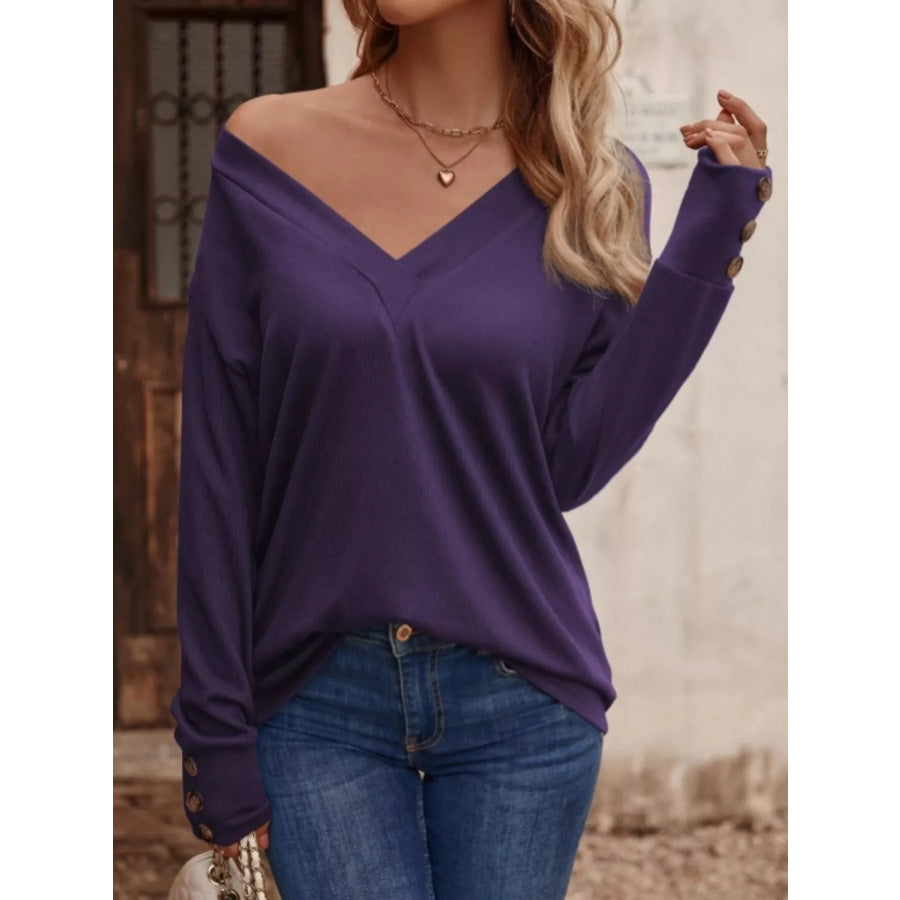 V-Neck Long Sleeve T-Shirt Apparel and Accessories