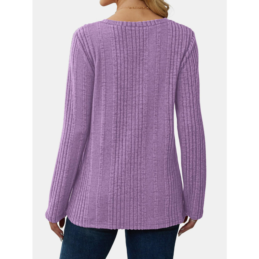 V-Neck Long Sleeve T-Shirt Lilac / S Apparel and Accessories
