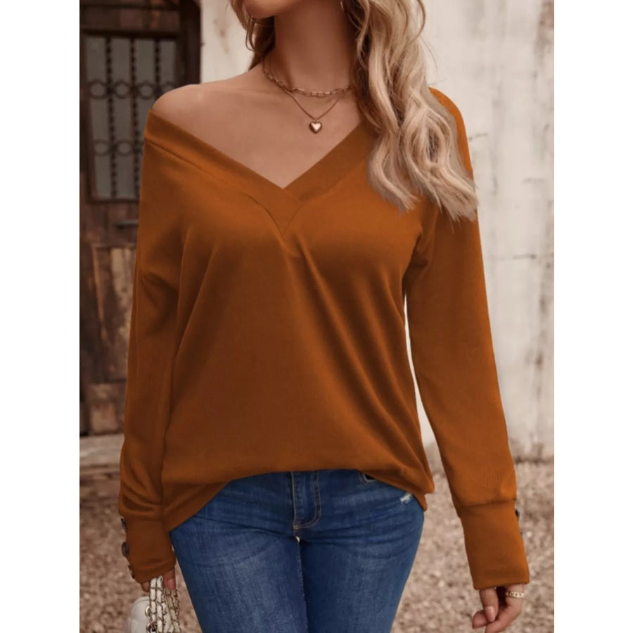 V-Neck Long Sleeve T-Shirt Apparel and Accessories