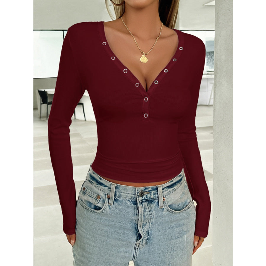 V-Neck Long Sleeve T-Shirt Apparel and Accessories