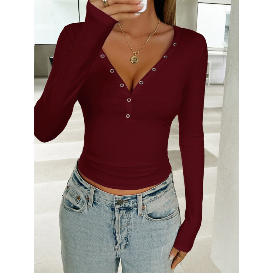 V-Neck Long Sleeve T-Shirt Apparel and Accessories