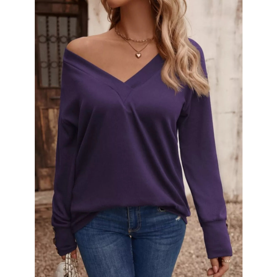 V-Neck Long Sleeve T-Shirt Apparel and Accessories