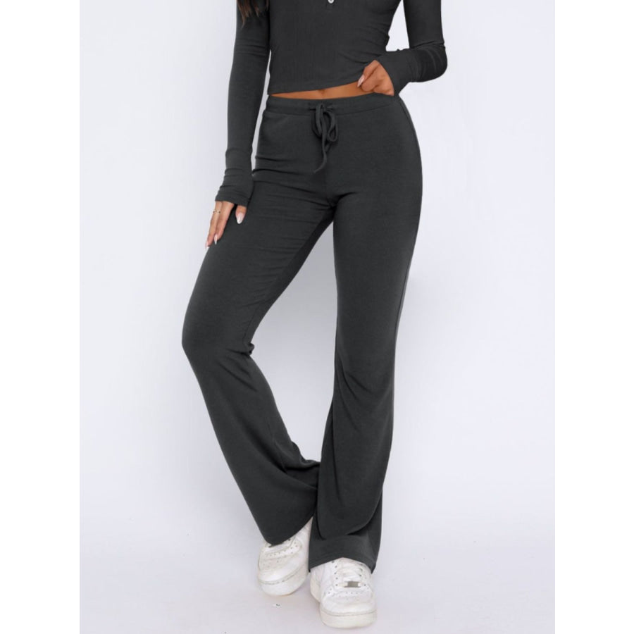 V-Neck Long Sleeve Top and Pants Set Apparel and Accessories