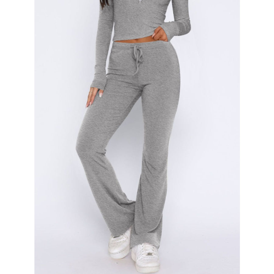 V-Neck Long Sleeve Top and Pants Set Apparel and Accessories