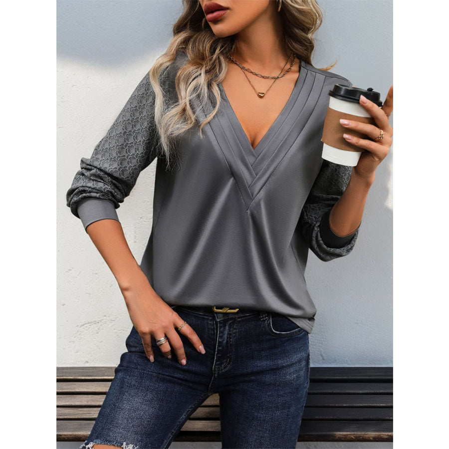 V-Neck Long Sleeve Top Apparel and Accessories