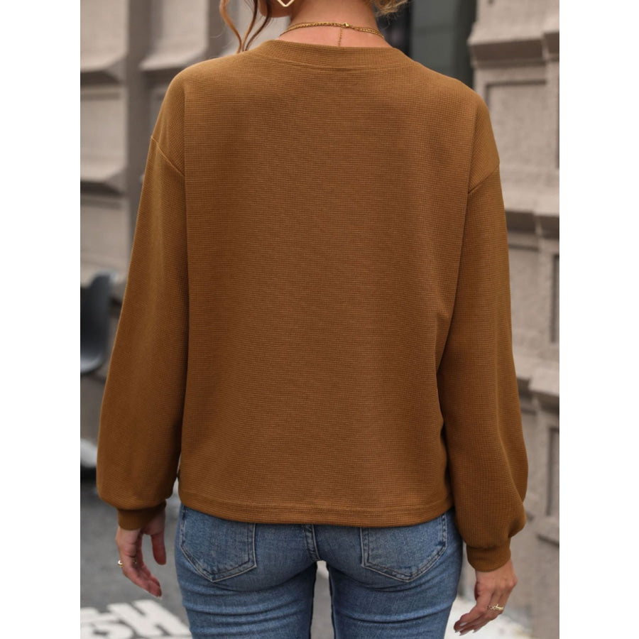 V-Neck Long Sleeve Top Caramel / S Apparel and Accessories