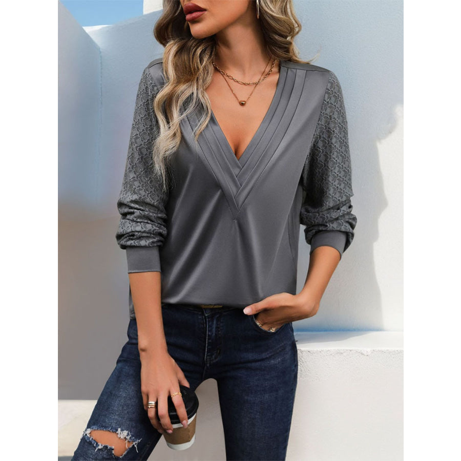 V-Neck Long Sleeve Top Apparel and Accessories