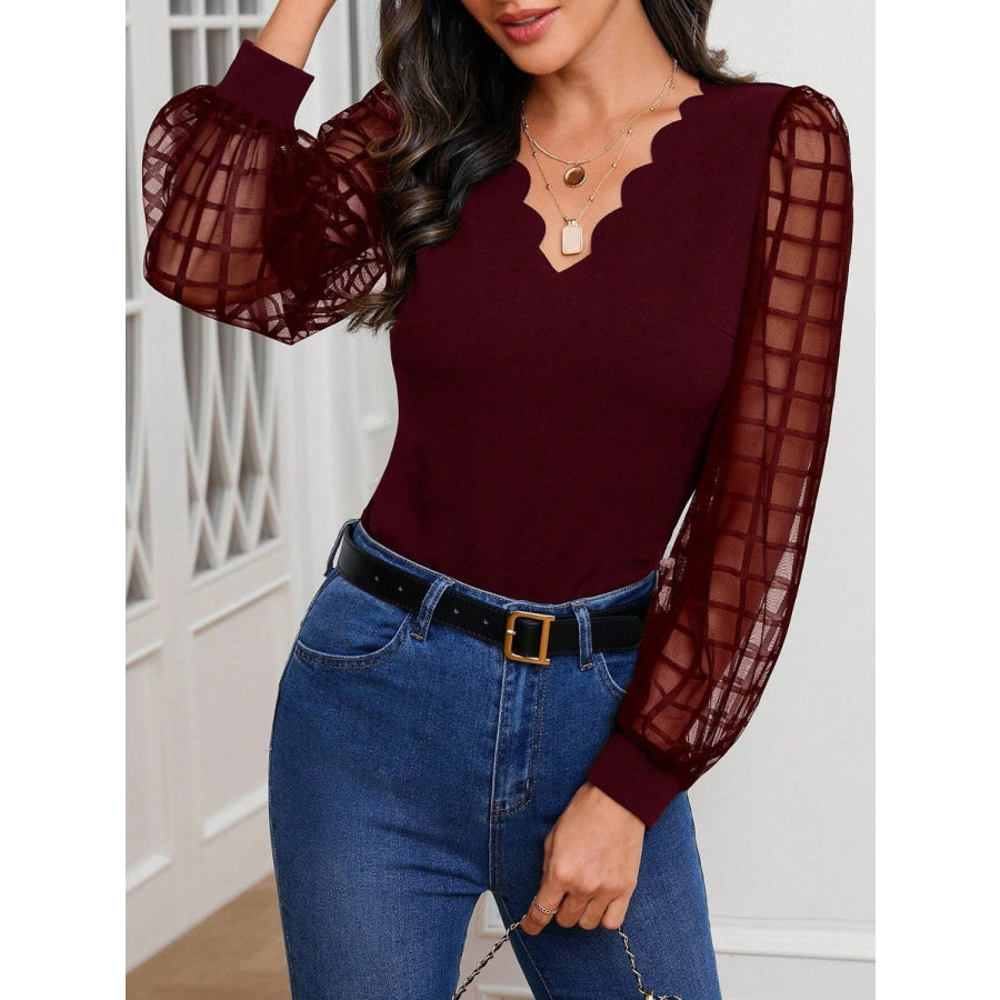 V-Neck Long Sleeve Top Apparel and Accessories