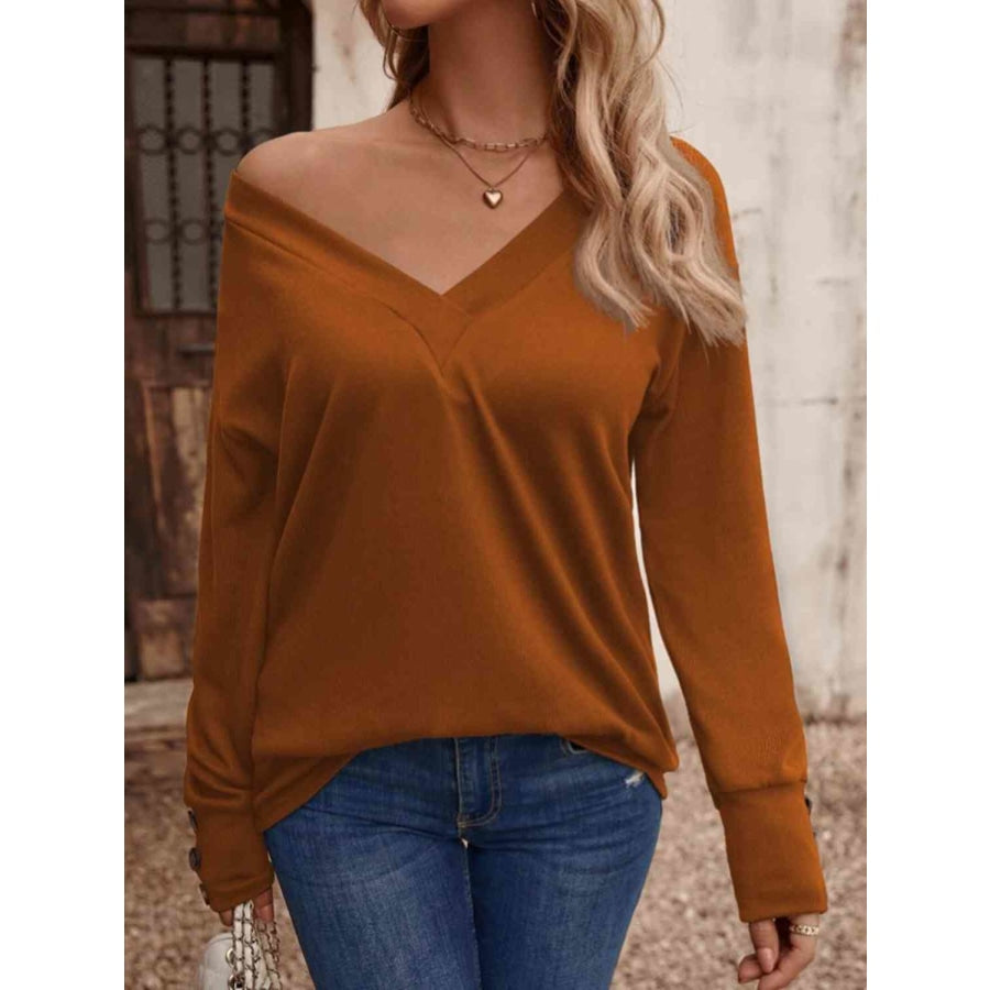 V-Neck Long Sleeve Top