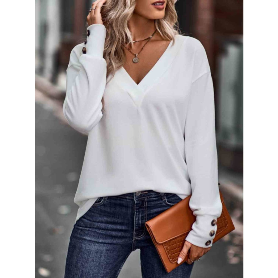 V-Neck Long Sleeve Top