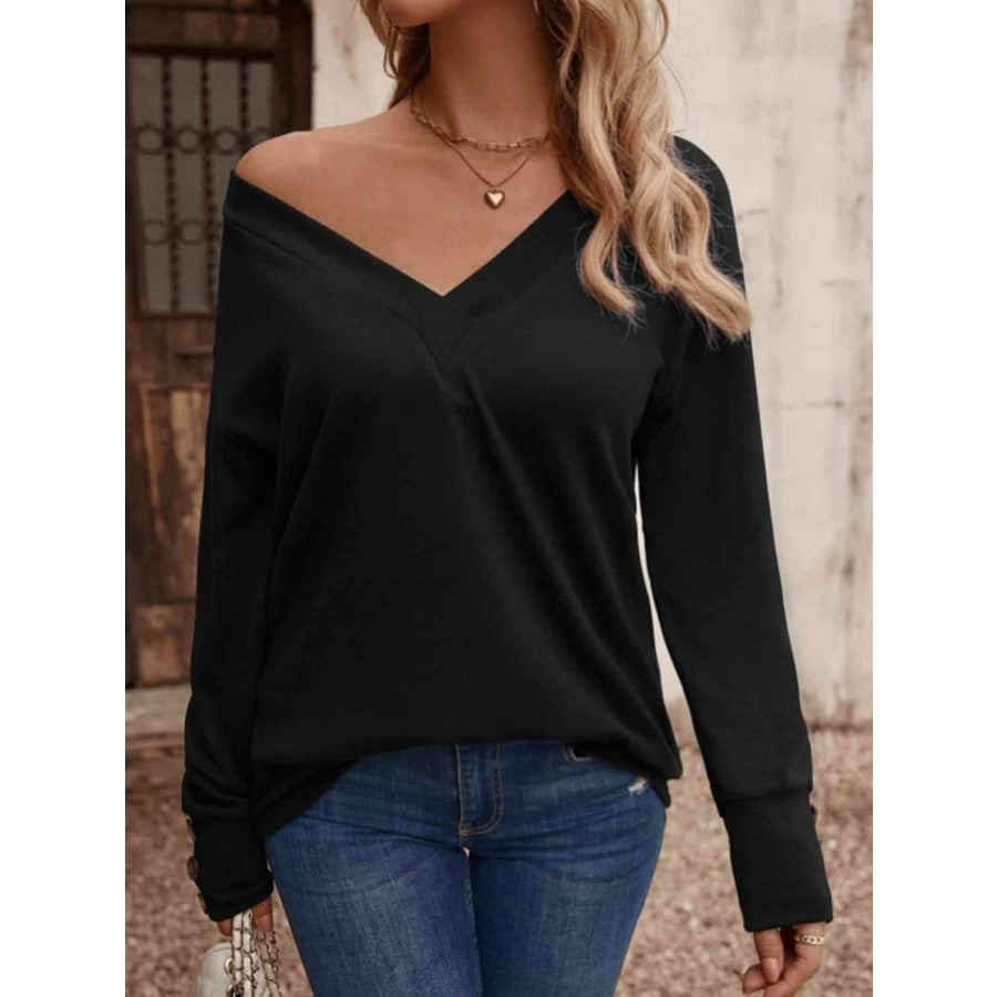 V-Neck Long Sleeve Top