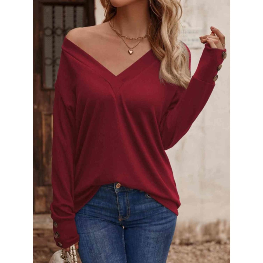 V-Neck Long Sleeve Top