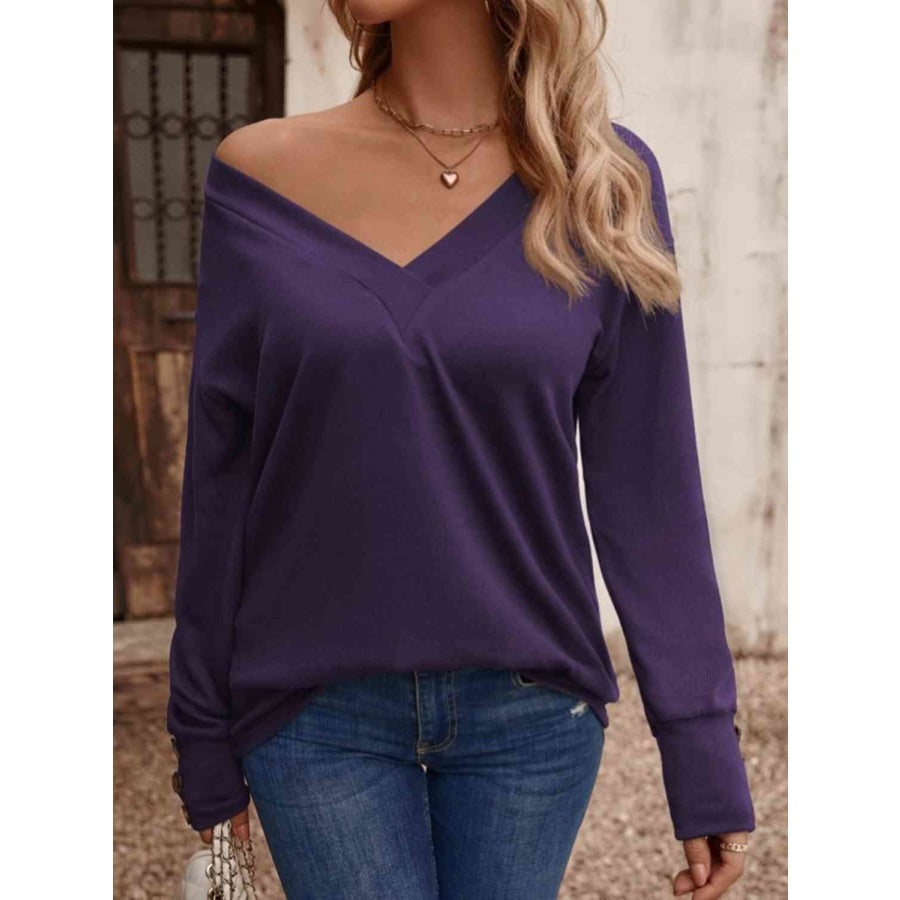 V-Neck Long Sleeve Top