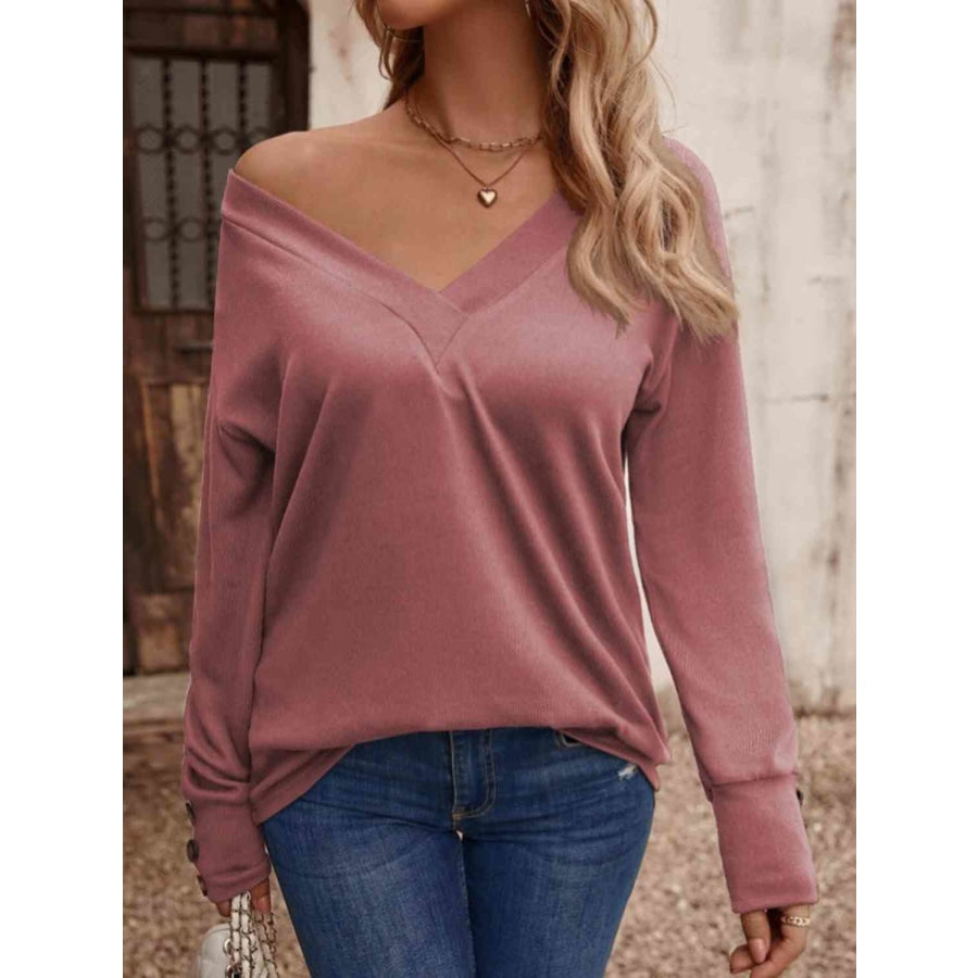 V-Neck Long Sleeve Top