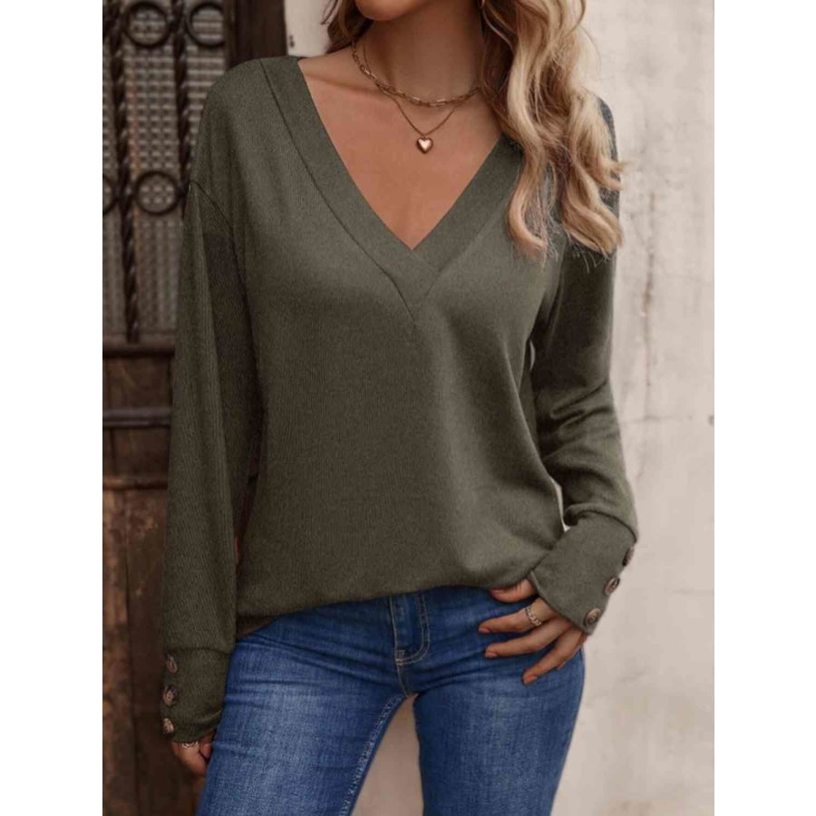 V-Neck Long Sleeve Top