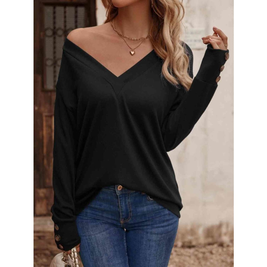 V-Neck Long Sleeve Top