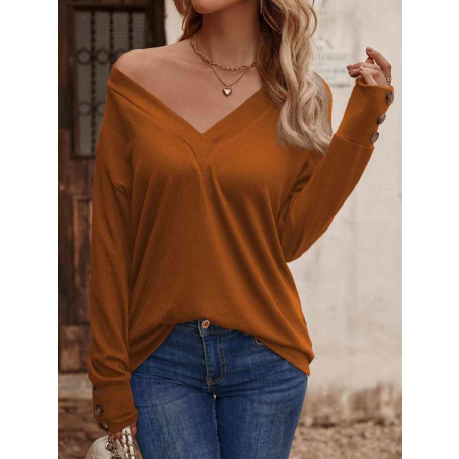 V-Neck Long Sleeve Top