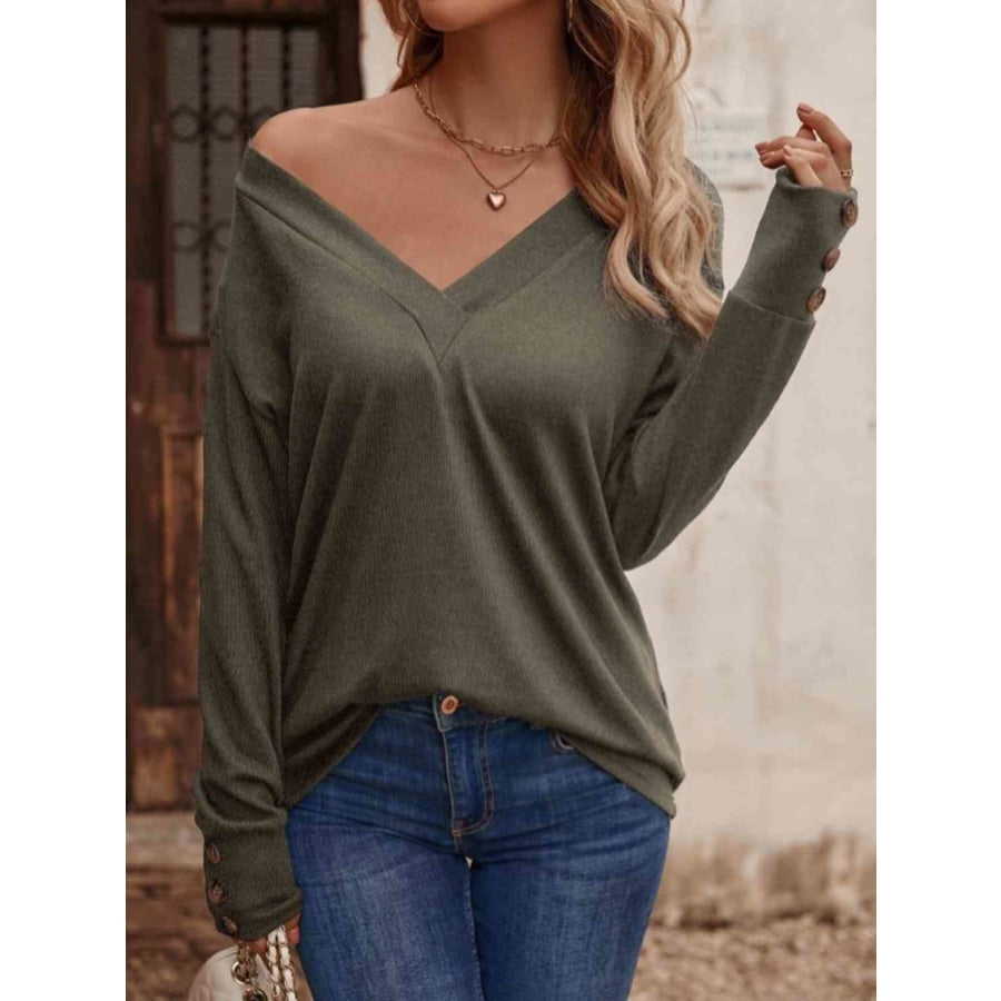 V-Neck Long Sleeve Top