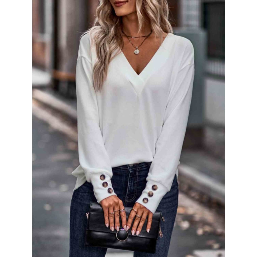 V-Neck Long Sleeve Top