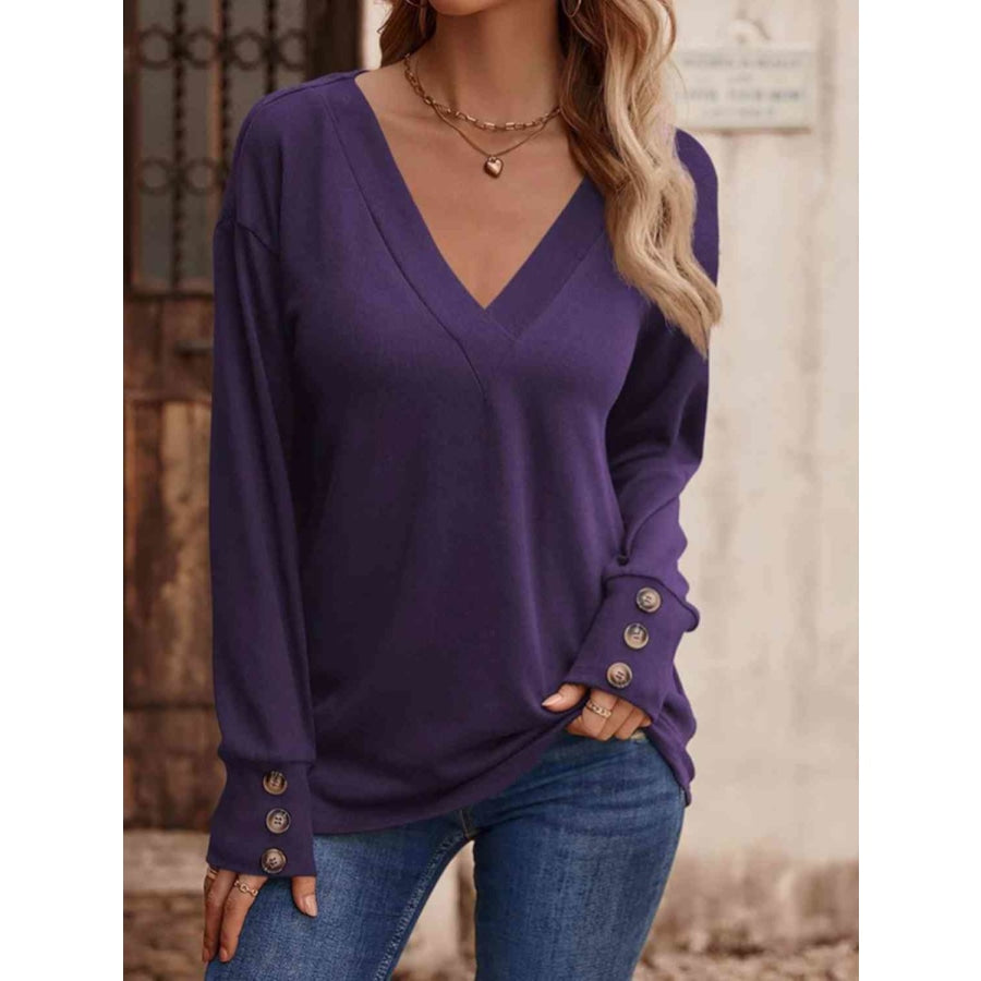 V-Neck Long Sleeve Top