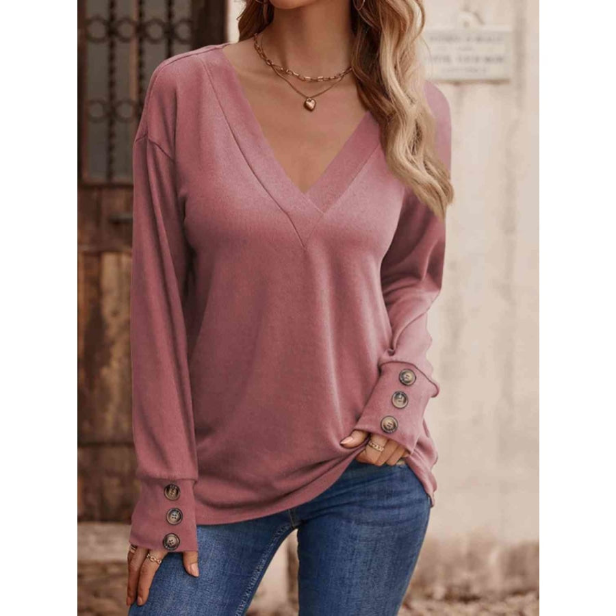 V-Neck Long Sleeve Top